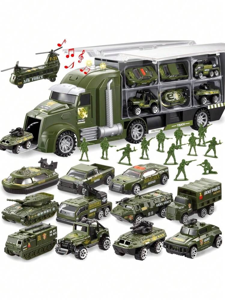 Military Army Car Parking Lot Playset - Toy Car Set - Pretend Toys for Boys