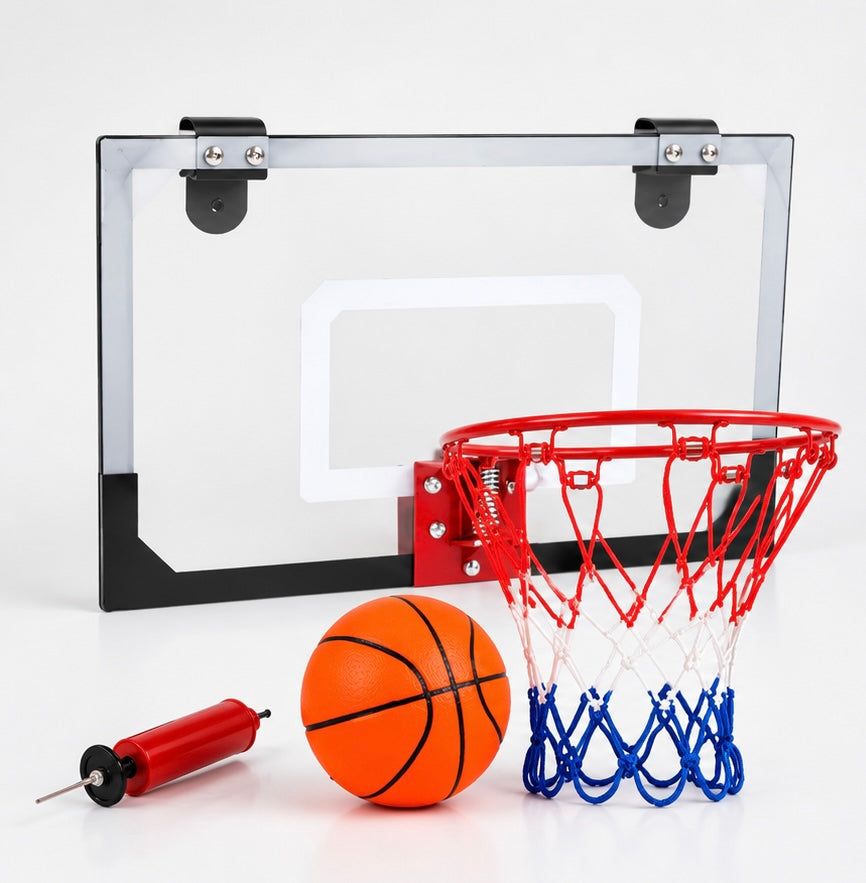 Kids Basketball Hoop Transparent Backboard & Inflatable PVC Basketball