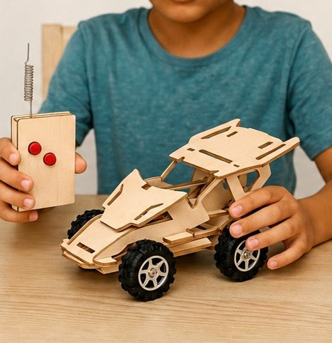 STEM Wooden Radio Control Car Kit - DIY Remote Control Building Toy