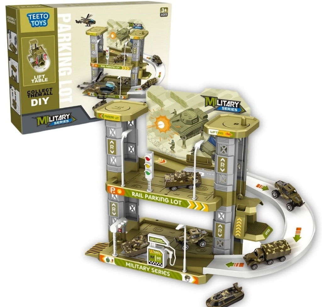 Military Army Car Parking Lot Playset - Toy Car Set - Pretend Toys for Boys
